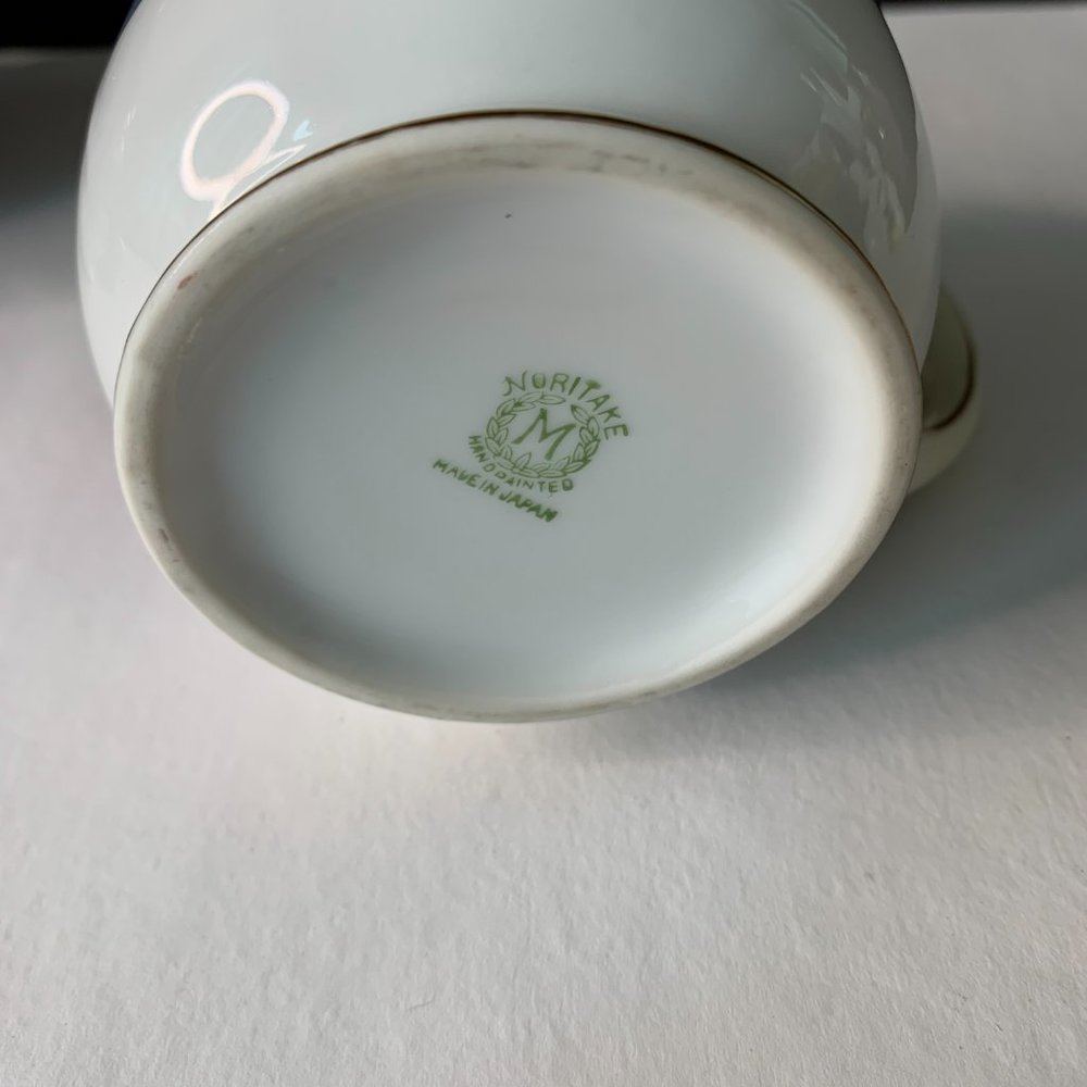 VINTAGE NORITAKE IRIDECENT PURPLE HANDPAINTED CREAMER & SUGAR BOWL MADE IN JAPAN - Picture 6 of 11